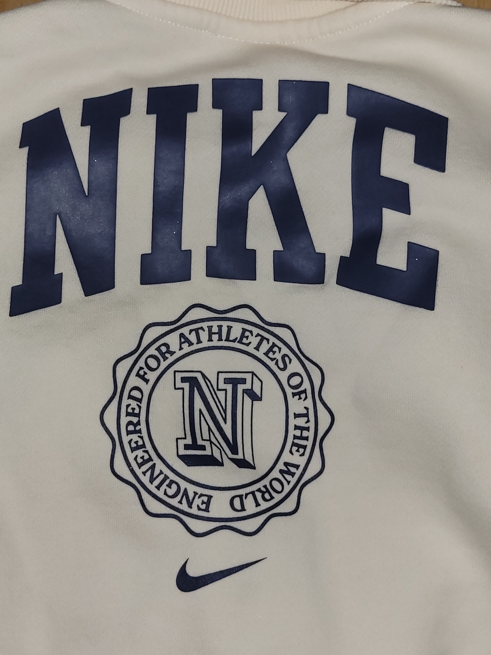 Nike Cream Quarter-Zip Sweatshirt with Navy Accents - Picture 3 of 4